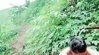Indian aunty shows nude body in the jungle