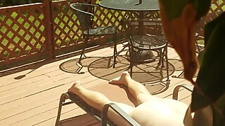 Wife Lisa sunbathing