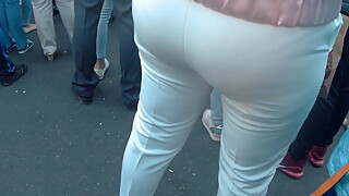 Delicious big ass mature milfs in tight white pants 4
