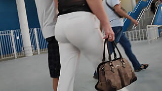 Awesome big butts sexy milfs shaking in tight white pants 2