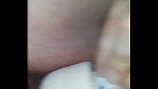 Wife does anal while playing with her wand